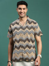 Men Cuban Collar Geometric Multi Relaxed Fit Shirt-Titus-3099-Multi